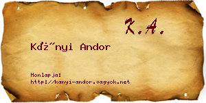 Kányi Andor névjegykártya